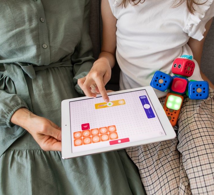 Young girl learning to code