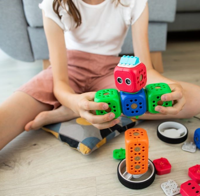 Girl engaged in robotics